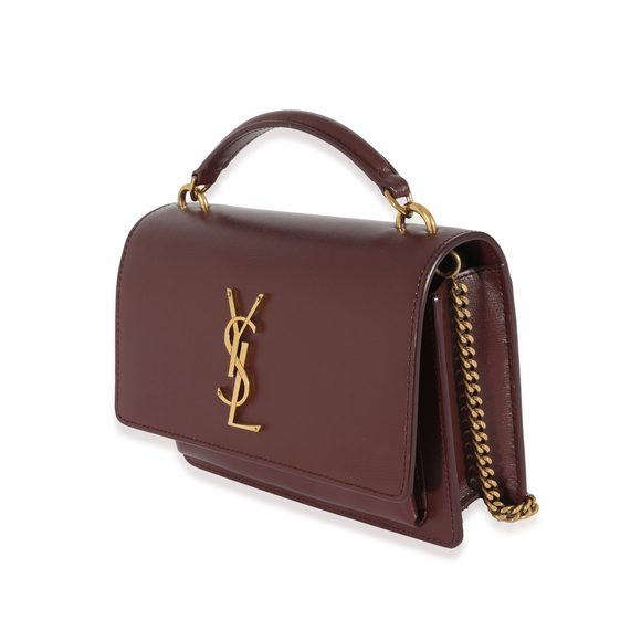 Saint Laurent Burgundy Leather Small Sunset Chain Bag - Picture 2 of 8